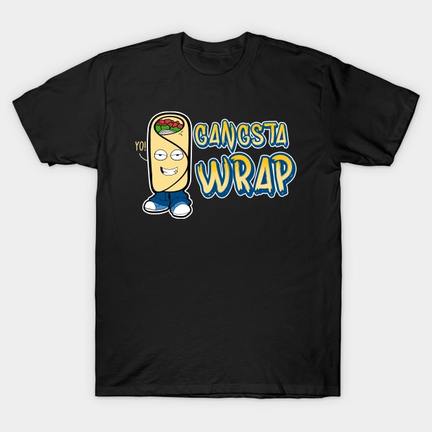 Cute & Funny Gangsta Wrap Yo! Burrito Rap Food Pun T-Shirt by theperfectpresents